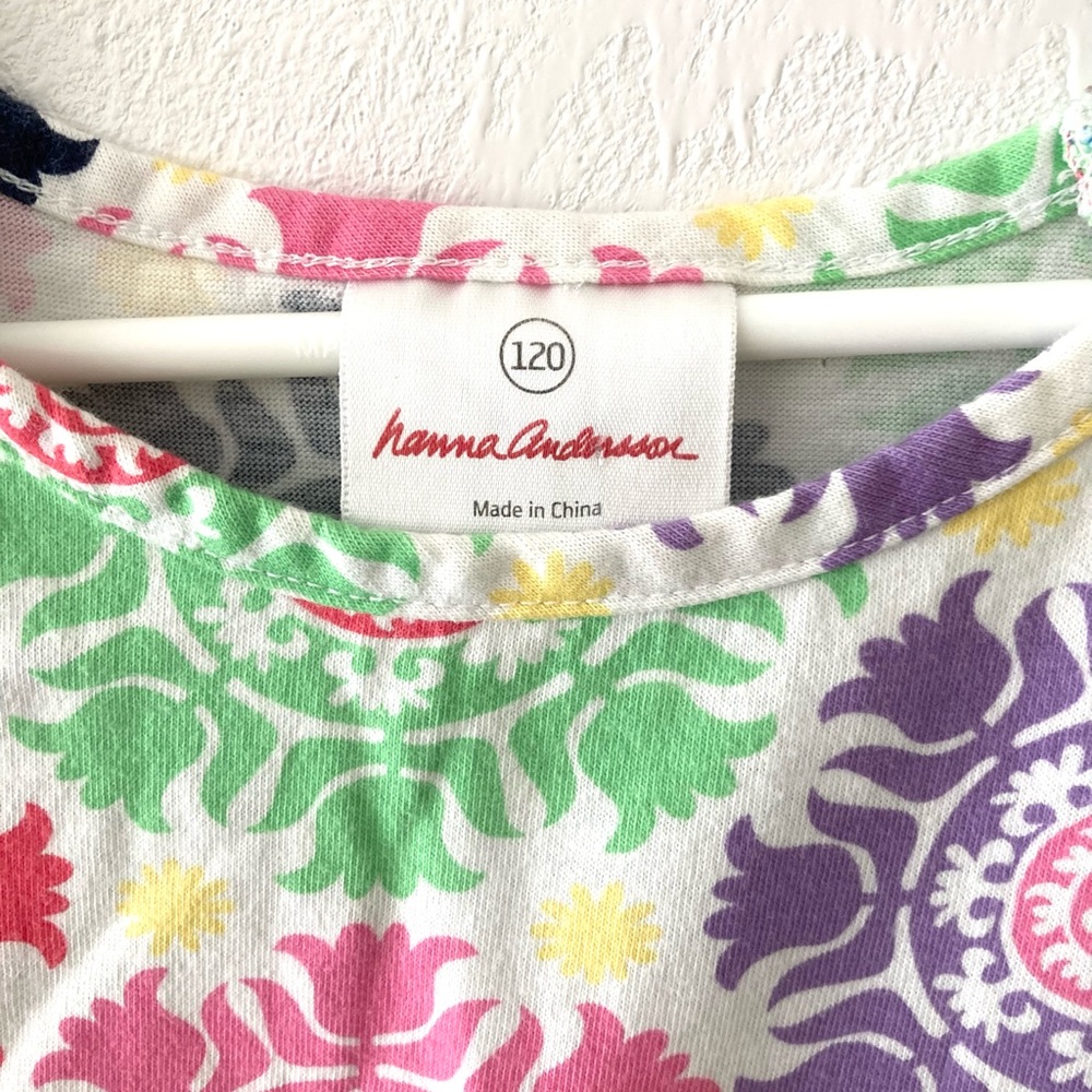 Hanna Andersson Floral Short Sleeve Dress Size 6-7 - Picture 2 of 6